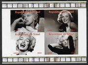 Chad 2013 Marilyn Monroe #1 imperf sheetlet containing 4 vals unmounted mint. Note this item is privately produced and is offered purely on its thematic appeal.