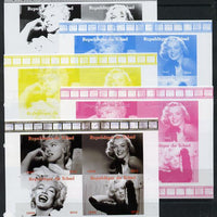 Chad 2013 Marilyn Monroe #1 sheetlet containing 4 vals - the set of 5 imperf progressive colour proofs comprising the 4 basic colours plus all 4-colour composite unmounted mint.