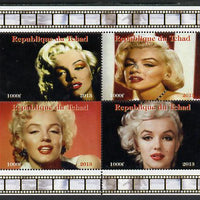 Chad 2013 Marilyn Monroe #2 perf sheetlet containing 4 vals unmounted mint. Note this item is privately produced and is offered purely on its thematic appeal.