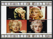 Chad 2013 Marilyn Monroe #2 perf sheetlet containing 4 vals unmounted mint. Note this item is privately produced and is offered purely on its thematic appeal.