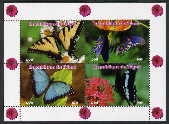 Chad 2013 Butterflies #05 perf sheetlet containing 4 vals unmounted mint. Note this item is privately produced and is offered purely on its thematic appeal.