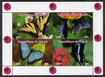 Chad 2013 Butterflies #05 perf sheetlet containing 4 vals unmounted mint. Note this item is privately produced and is offered purely on its thematic appeal.
