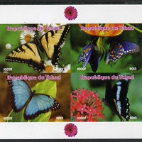 Chad 2013 Butterflies #05 imperf sheetlet containing 4 vals unmounted mint. Note this item is privately produced and is offered purely on its thematic appeal.