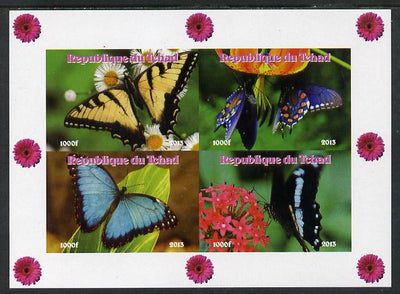 Chad 2013 Butterflies #05 imperf sheetlet containing 4 vals unmounted mint. Note this item is privately produced and is offered purely on its thematic appeal.