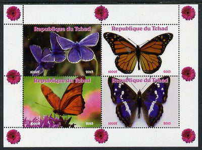 Chad 2013 Butterflies #06 perf sheetlet containing 4 vals unmounted mint. Note this item is privately produced and is offered purely on its thematic appeal.