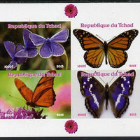 Chad 2013 Butterflies #06 imperf sheetlet containing 4 vals unmounted mint. Note this item is privately produced and is offered purely on its thematic appeal.
