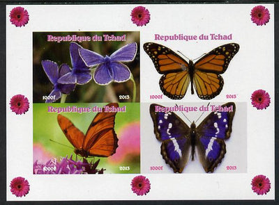 Chad 2013 Butterflies #06 imperf sheetlet containing 4 vals unmounted mint. Note this item is privately produced and is offered purely on its thematic appeal.