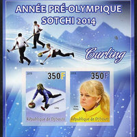 Djibouti 2013 Sochi Winter Olympics - Curling imperf sheetlet containing 2 values unmounted mint