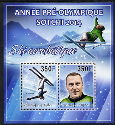 Djibouti 2013 Sochi Winter Olympics - Freestyle Skiing perf sheetlet containing 2 values unmounted mint