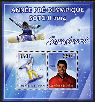Djibouti 2013 Sochi Winter Olympics - Snowboarding perf sheetlet containing 2 values unmounted mint