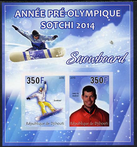 Djibouti 2013 Sochi Winter Olympics - Snowboarding imperf sheetlet containing 2 values unmounted mint