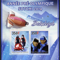 Djibouti 2013 Sochi Winter Olympics - Bobsled imperf sheetlet containing 2 values unmounted mint