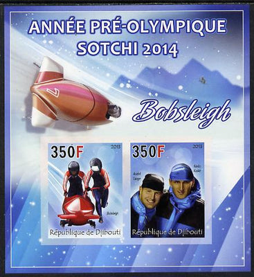 Djibouti 2013 Sochi Winter Olympics - Bobsled imperf sheetlet containing 2 values unmounted mint