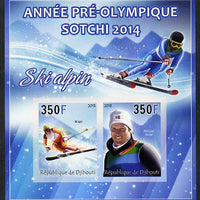 Djibouti 2013 Sochi Winter Olympics - Alpine Skiing imperf sheetlet containing 2 values unmounted mint
