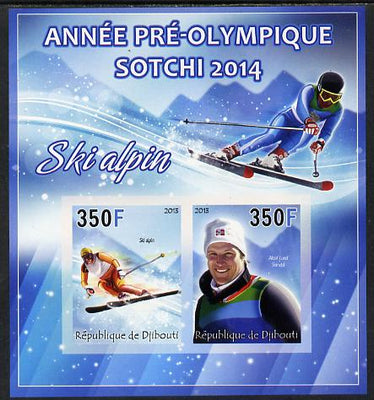Djibouti 2013 Sochi Winter Olympics - Alpine Skiing imperf sheetlet containing 2 values unmounted mint