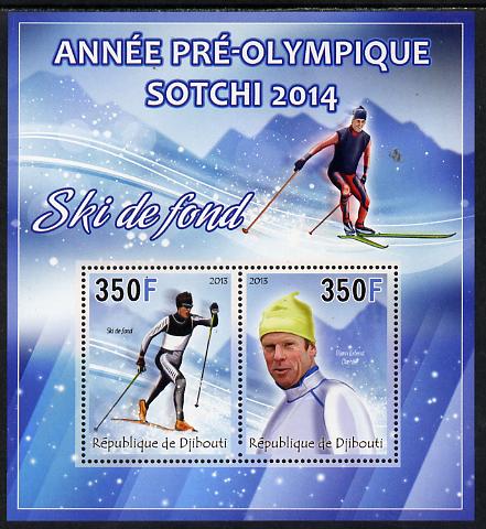 Djibouti 2013 Sochi Winter Olympics - Cross-Country Skiing perf sheetlet containing 2 values unmounted mint