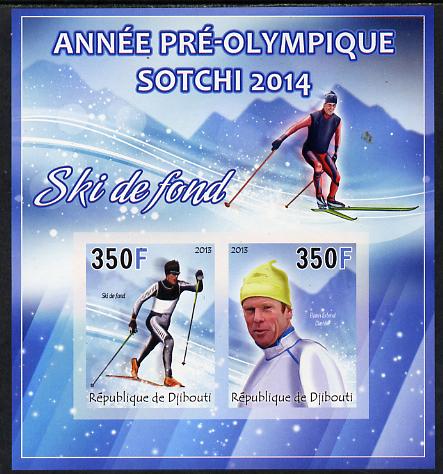 Djibouti 2013 Sochi Winter Olympics - Cross-Country Skiing imperf sheetlet containing 2 values unmounted mint