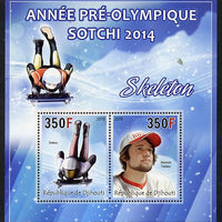 Djibouti 2013 Sochi Winter Olympics - Skeleton perf sheetlet containing 2 values unmounted mint