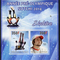 Djibouti 2013 Sochi Winter Olympics - Skeleton imperf sheetlet containing 2 values unmounted mint