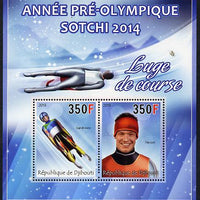 Djibouti 2013 Sochi Winter Olympics - Luge perf sheetlet containing 2 values unmounted mint