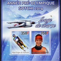 Djibouti 2013 Sochi Winter Olympics - Luge imperf sheetlet containing 2 values unmounted mint