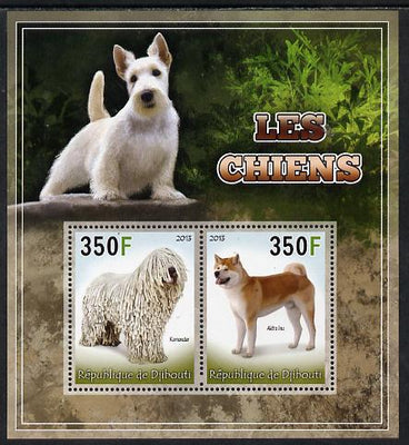 Djibouti 2013 Dogs #4 perf sheetlet containing 2 values unmounted mint