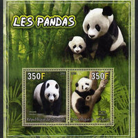 Djibouti 2013 Pandas perf sheetlet containing 2 values unmounted mint