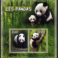 Djibouti 2013 Pandas imperf sheetlet containing 2 values unmounted mint