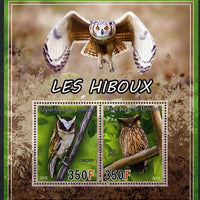 Djibouti 2013 Owls #2 perf sheetlet containing 2 values unmounted mint