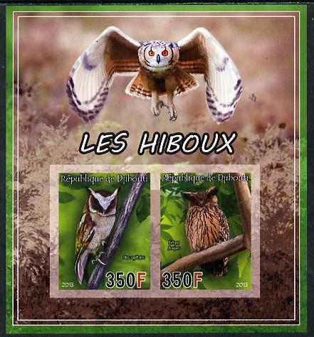 Djibouti 2013 Owls #2 imperf sheetlet containing 2 values unmounted mint