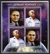 Madagascar 2013 Sergei Korolev (rocket engineer) perf sheetlet containing 4 values unmounted mint