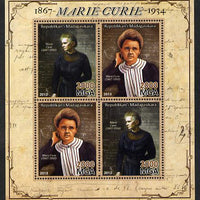 Madagascar 2013 Marie Curie perf sheetlet containing 4 values unmounted mint
