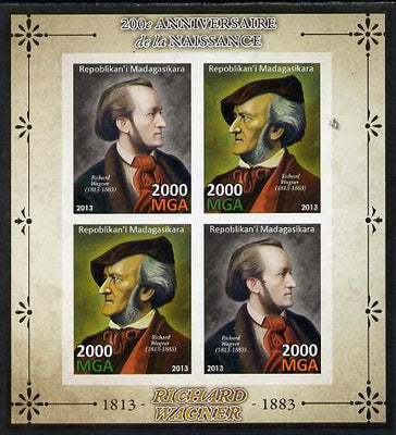Madagascar 2013 200th Birth Anniversary of Richard Wagner imperf sheetlet containing 4 values unmounted mint