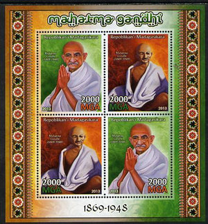 Madagascar 2013 Mahatma Gandhi perf sheetlet containing 4 values unmounted mint