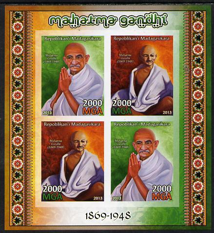 Madagascar 2013 Mahatma Gandhi imperf sheetlet containing 4 values unmounted mint