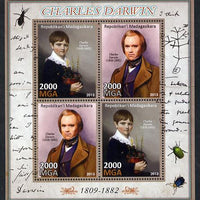 Madagascar 2013 Charles Darwin perf sheetlet containing 4 values unmounted mint