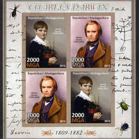Madagascar 2013 Charles Darwin imperf sheetlet containing 4 values unmounted mint