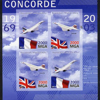 Madagascar 2013 Concorde imperf sheetlet containing 4 values unmounted mint