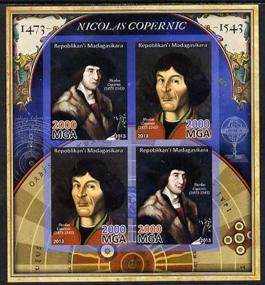 Madagascar 2013 Nicolaus Copernicus imperf sheetlet containing 4 values unmounted mint