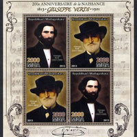 Madagascar 2013 200th Birth Anniversary of Giuseppe Verdi perf sheetlet containing 4 values unmounted mint