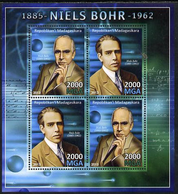 Madagascar 2013 Niels Bohr (physicist) perf sheetlet containing 4 values unmounted mint