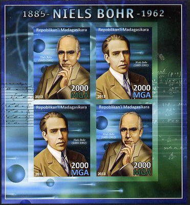 Madagascar 2013 Niels Bohr (physicist) imperf sheetlet containing 4 values unmounted mint