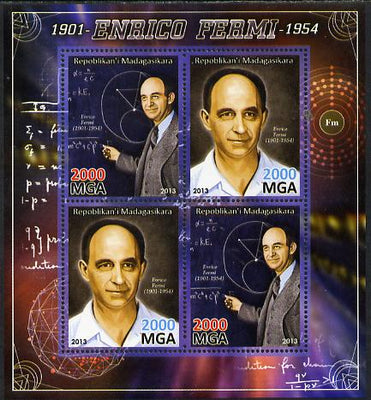 Madagascar 2013 Enrico Fermi (physicist) perf sheetlet containing 4 values unmounted mint