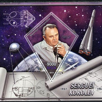 Madagascar 2013 Sergei Korolev (rocket engineer) perf deluxe sheet containing one diamond shaped value unmounted mint