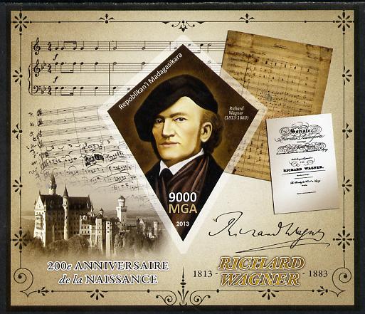 Madagascar 2013 200th Birth Anniversary of Richard Wagner imperf deluxe sheet containing one diamond shaped value unmounted mint