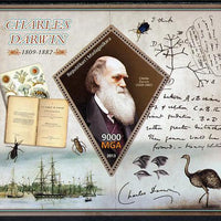 Madagascar 2013 Charles Darwin perf deluxe sheet containing one diamond shaped value unmounted mint