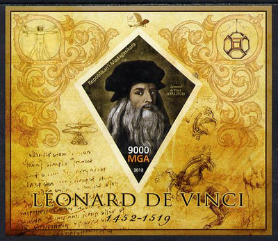 Madagascar 2013 Leonardo da Vinci imperf deluxe sheet containing one diamond shaped value unmounted mint