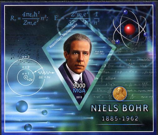 Madagascar 2013 Niels Bohr (physicist) imperf deluxe sheet containing one diamond shaped value unmounted mint