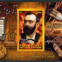 Ivory Coast 2013 Celebrities of the last Millennium - Alfred Nobel imperf deluxe sheet containing one rectangular value unmounted mint