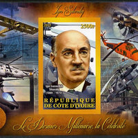 Ivory Coast 2013 Celebrities of the last Millennium - Igor Sikorsky imperf deluxe sheet containing one rectangular value unmounted mint